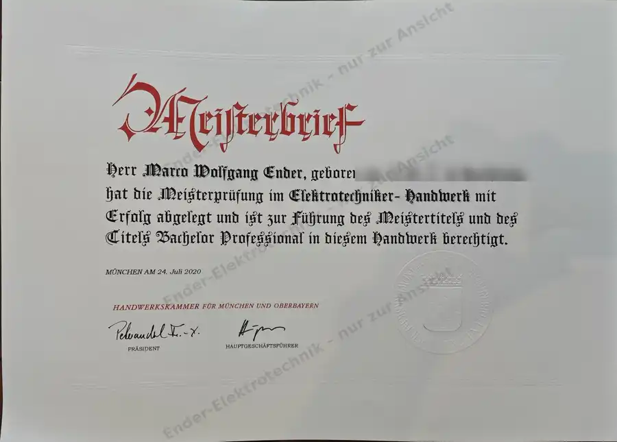 Meisterbrief (Ansicht)